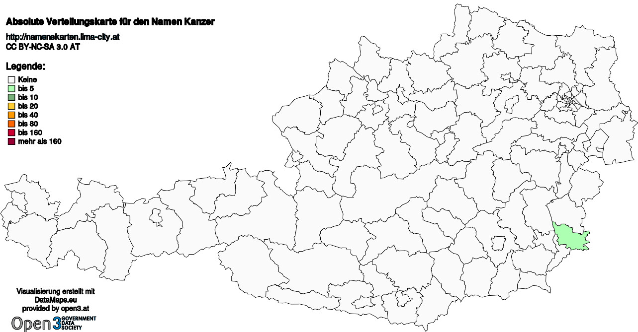 Absolute Verteilungskarten Nachnamen Kanzer