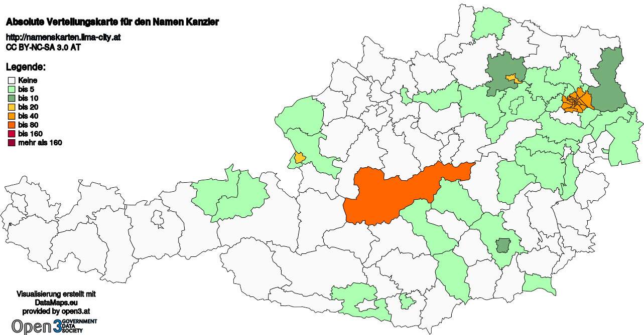 Absolute Verteilungskarten Nachnamen Kanzler