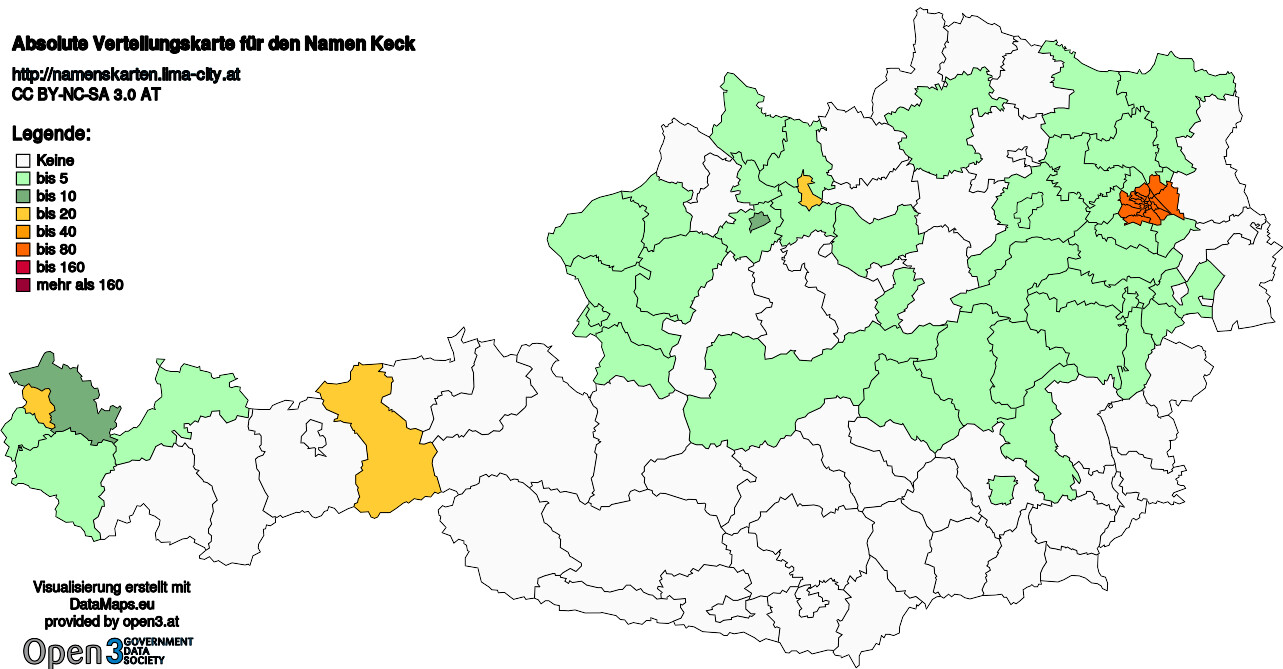 Absolute Verteilungskarten Nachnamen Keck