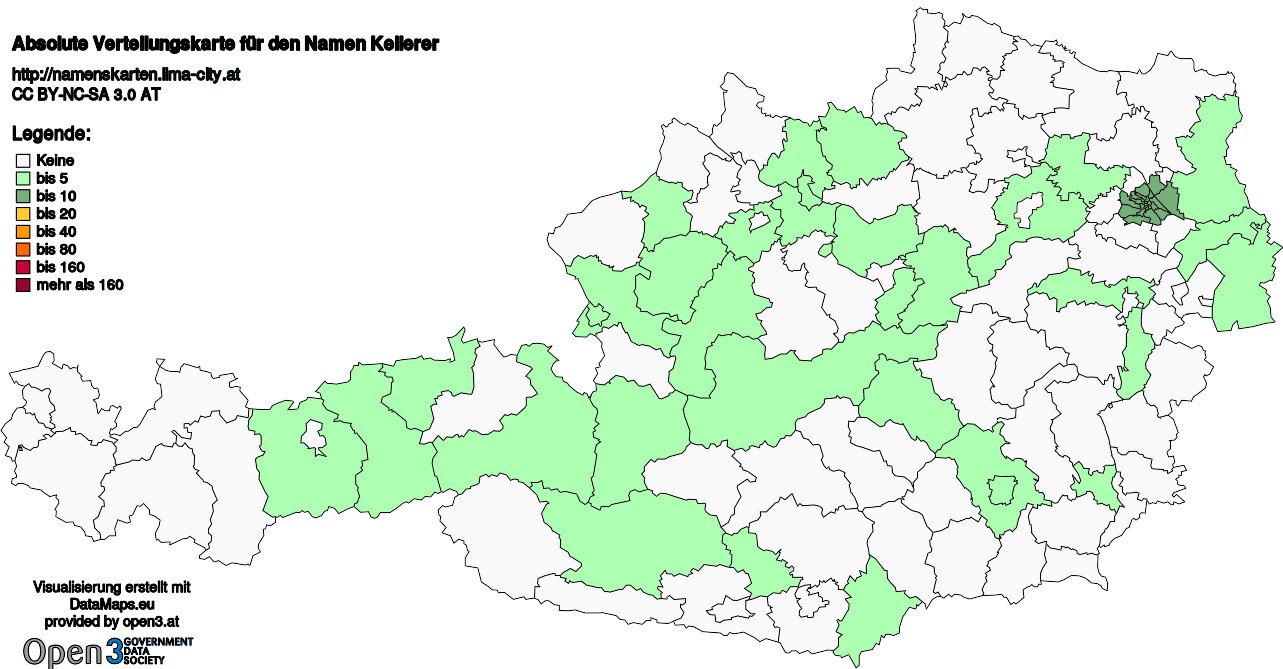 Absolute Verteilungskarten Nachnamen Kellerer