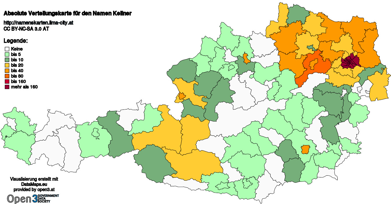 Absolute Verteilungskarten Nachnamen Kellner