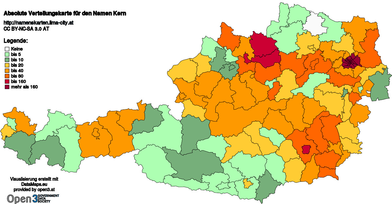 Absolute Verteilungskarten Nachnamen Kern