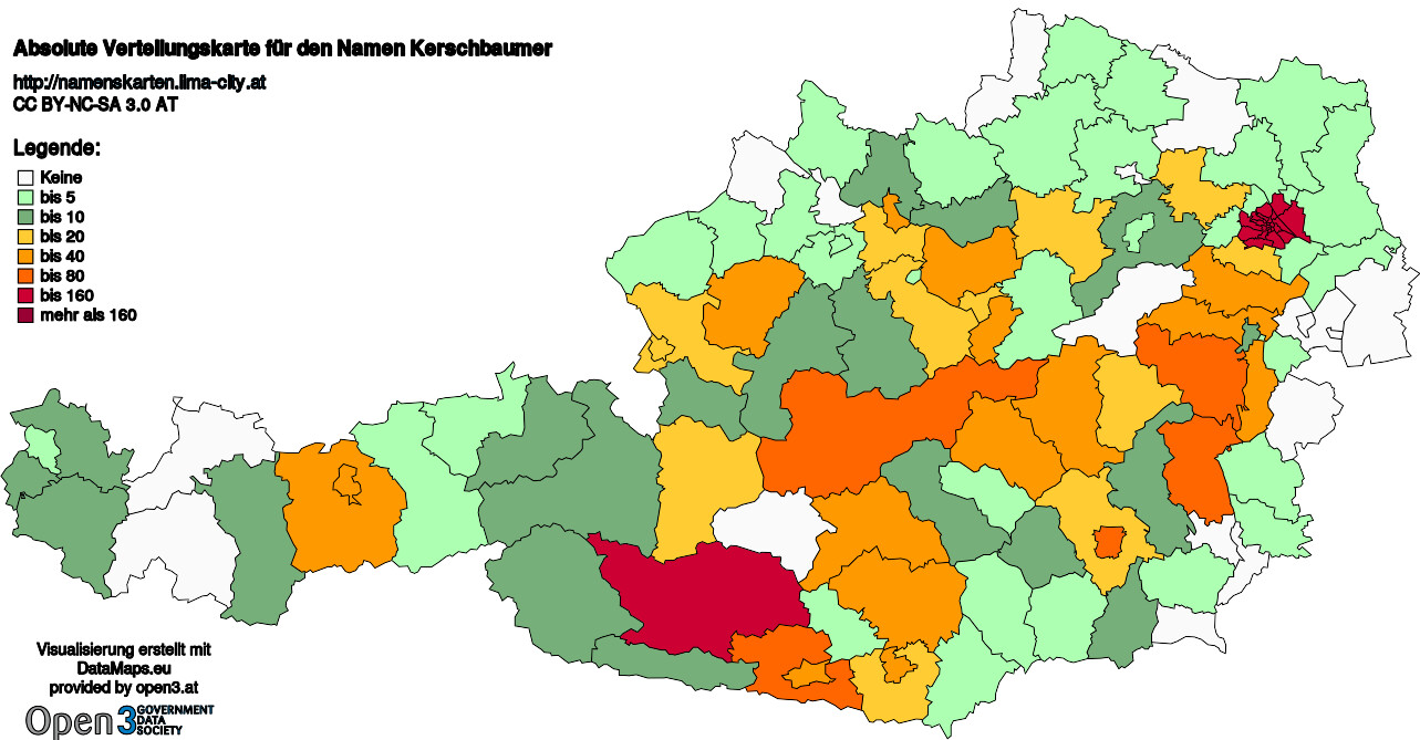 Absolute Verteilungskarten Nachnamen Kerschbaumer