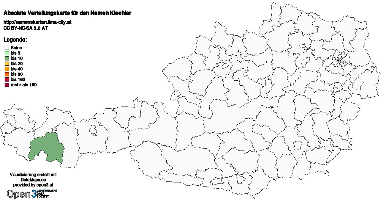 Absolute Verteilungskarten Nachnamen Kiechler