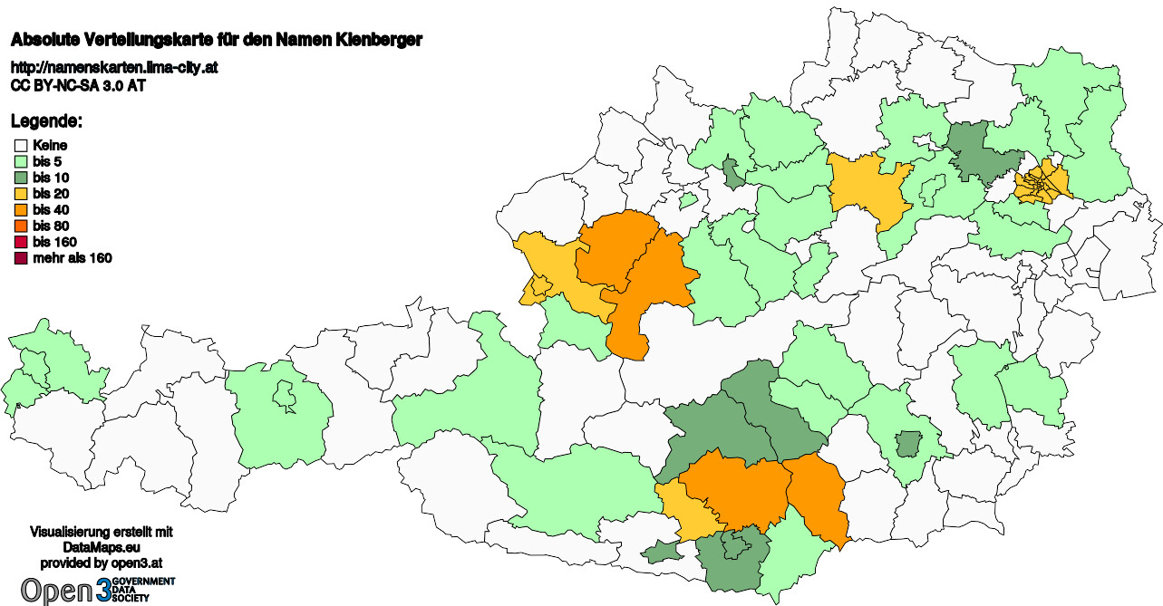 Absolute Verteilungskarten Nachnamen Kienberger