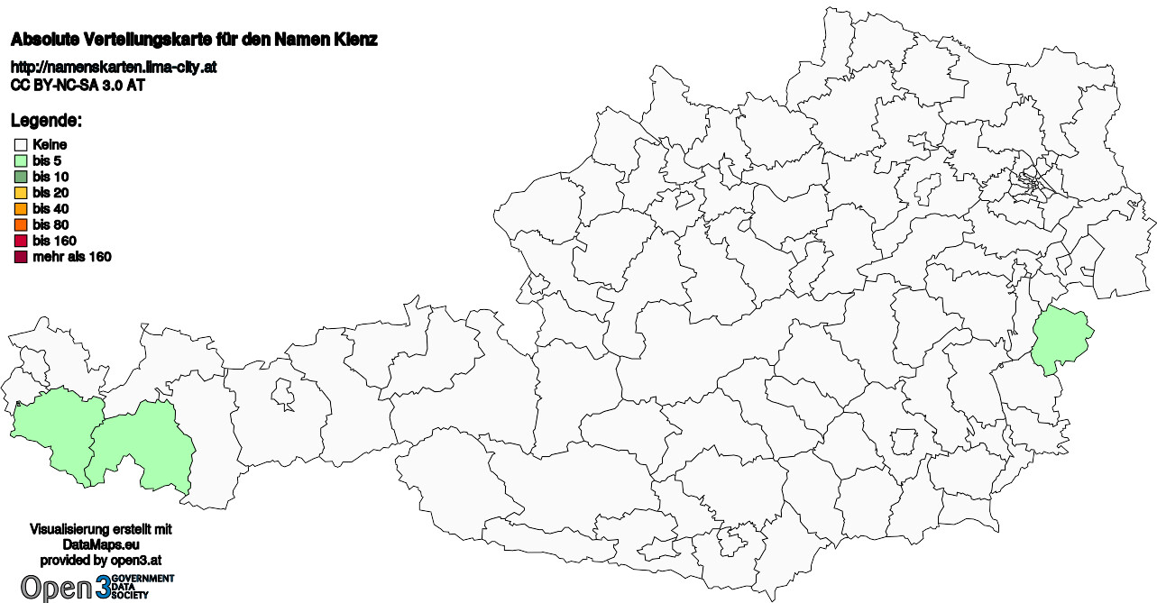 Absolute Verteilungskarten Nachnamen Kienz
