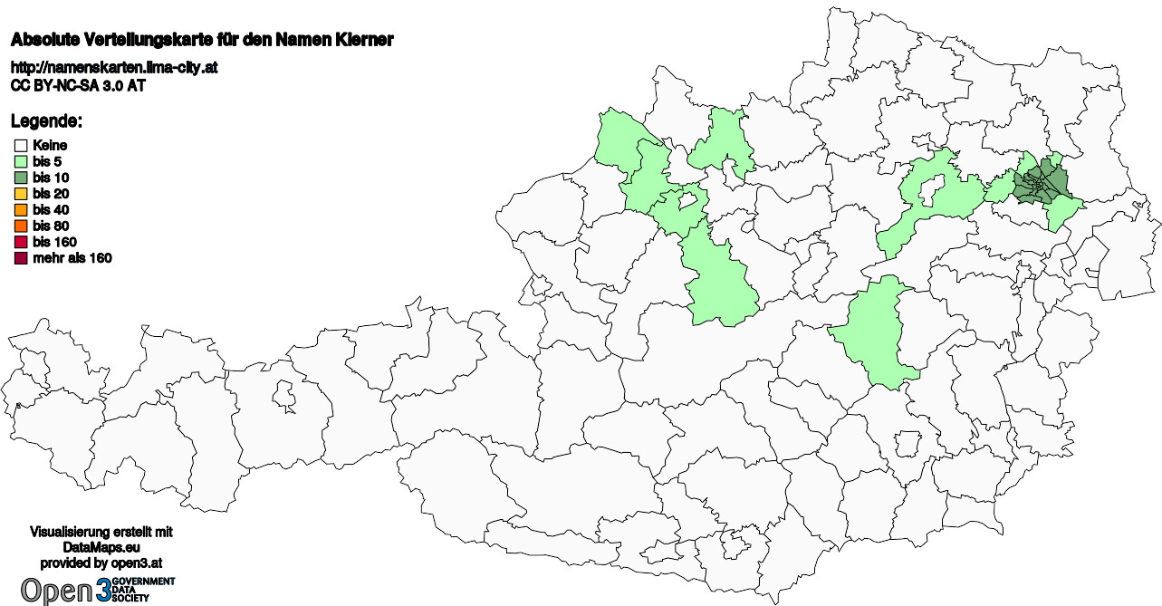 Absolute Verteilungskarten Nachnamen Kierner