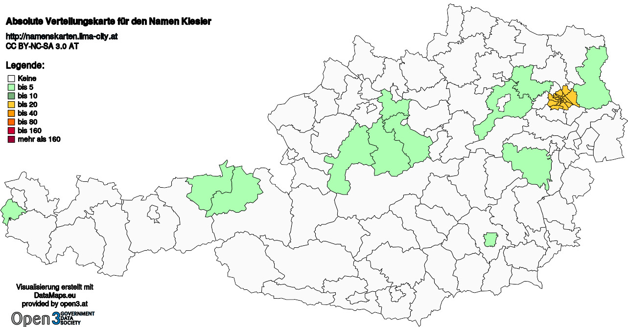 Absolute Verteilungskarten Nachnamen Kiesler