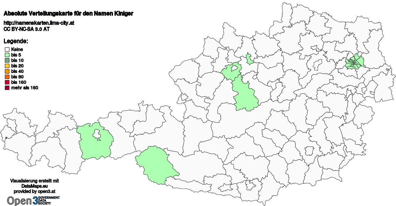 Absolute Verteilungskarten Nachnamen Kiniger