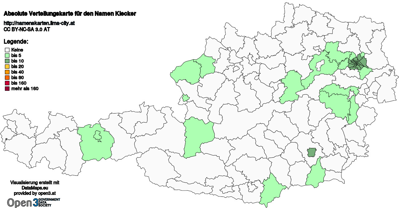 Absolute Verteilungskarten Nachnamen Klecker
