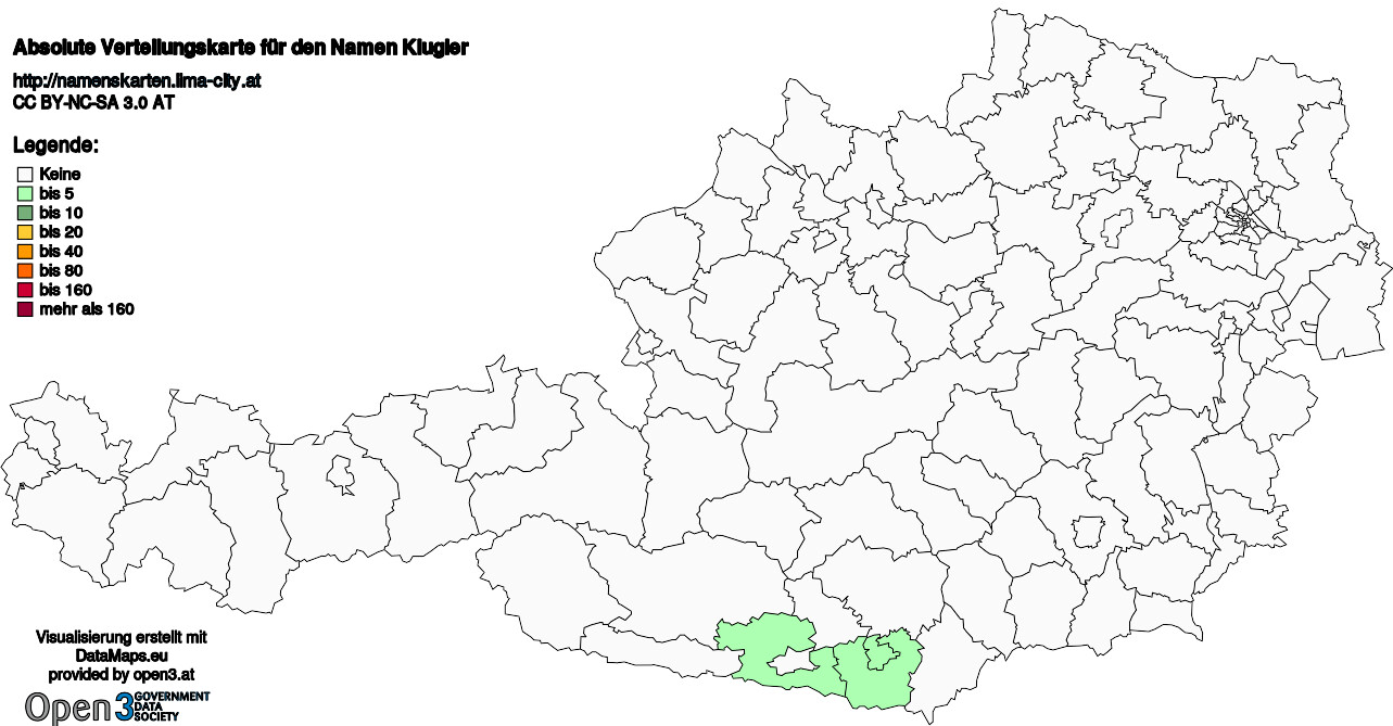 Absolute Verteilungskarten Nachnamen Klugler