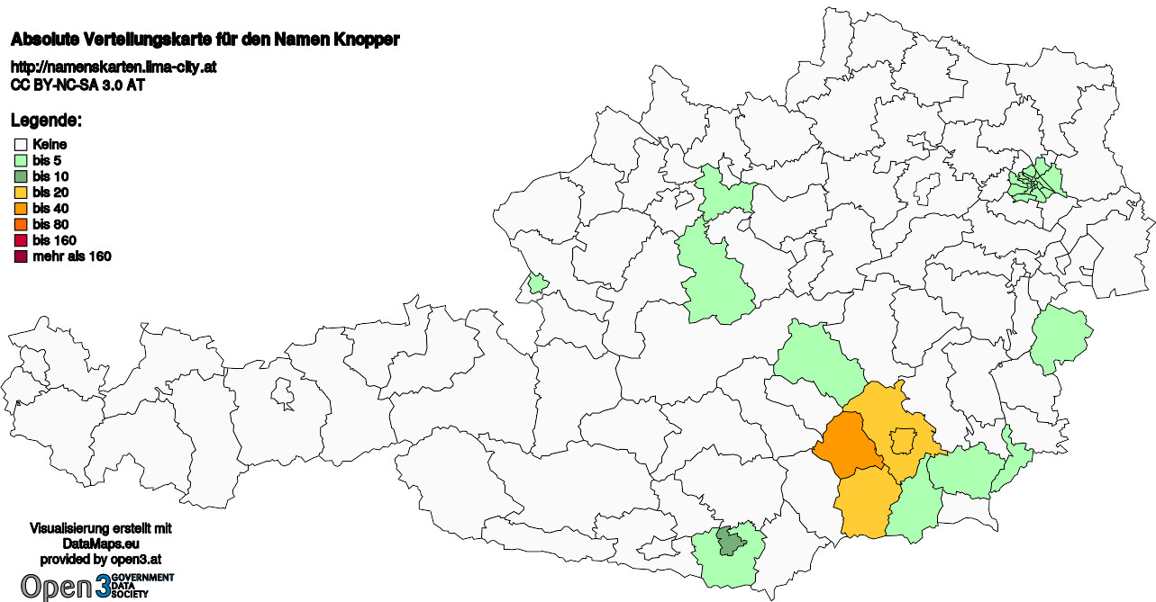 Absolute Verteilungskarten Nachnamen Knopper