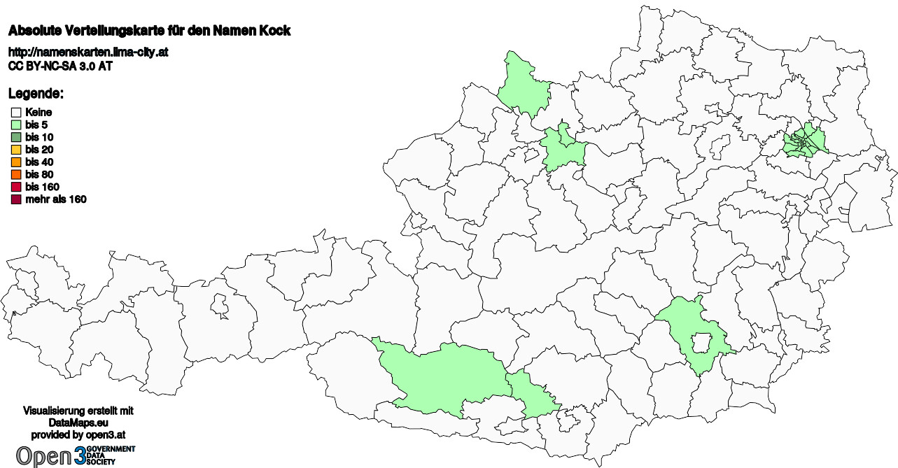 Absolute Verteilungskarten Nachnamen Kock