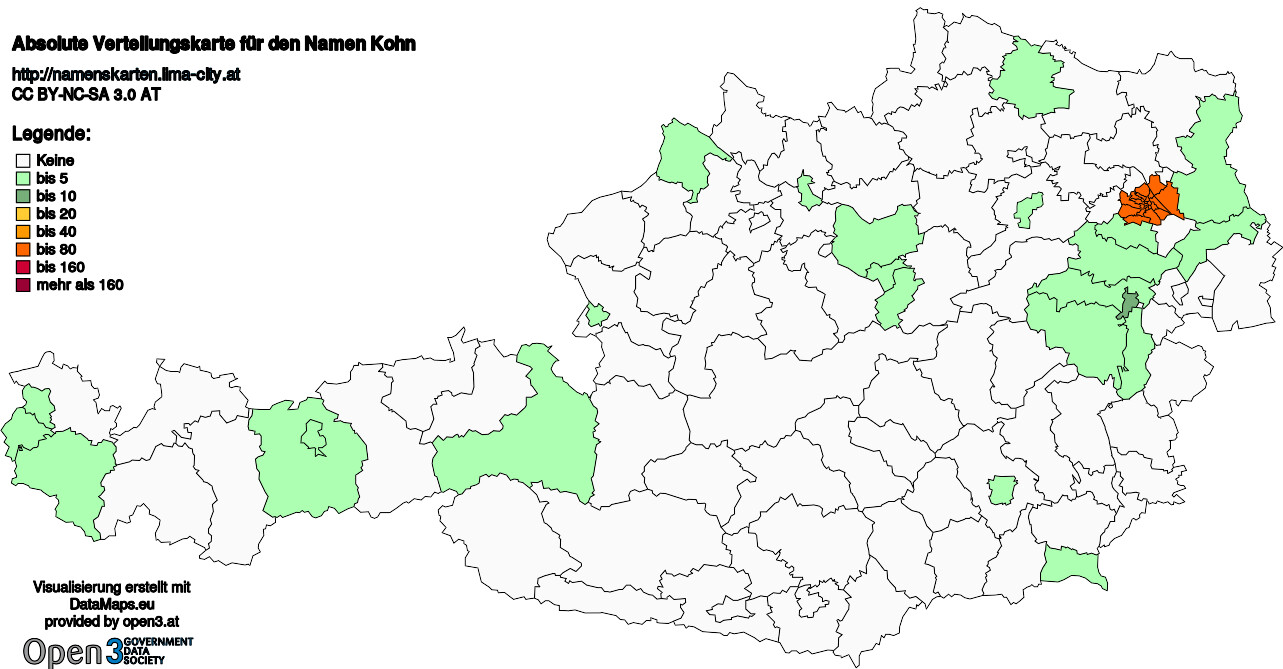 Absolute Verteilungskarten Nachnamen Kohn
