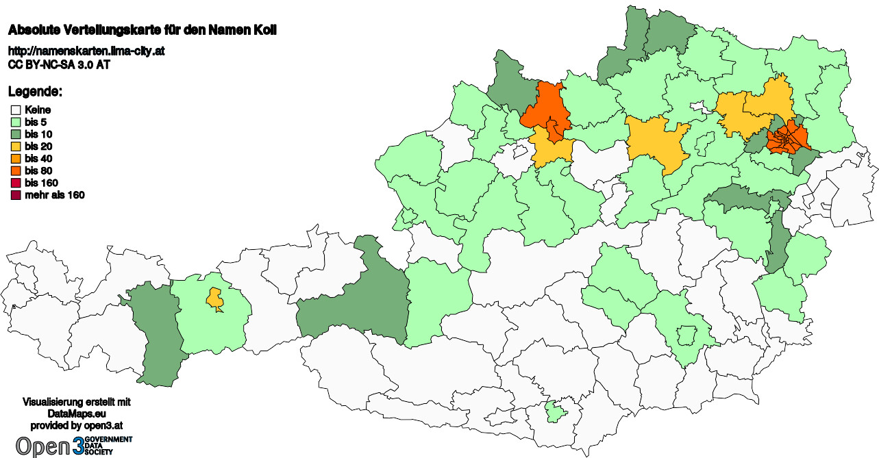 Absolute Verteilungskarten Nachnamen Koll