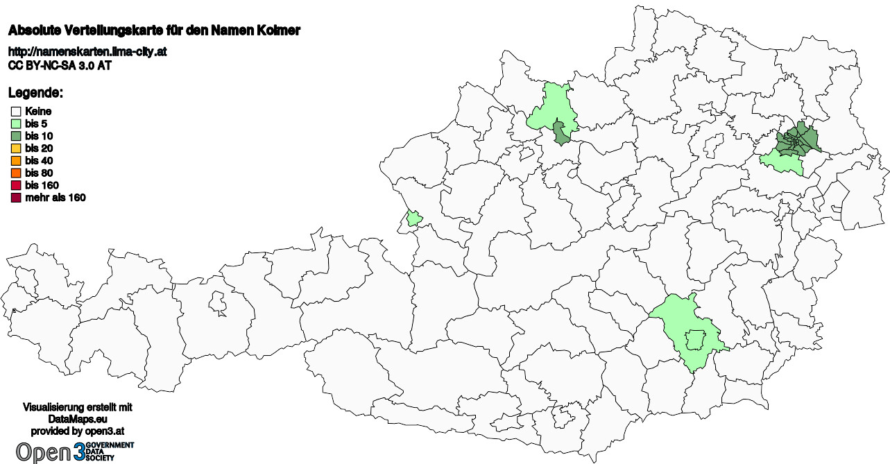 Absolute Verteilungskarten Nachnamen Kolmer