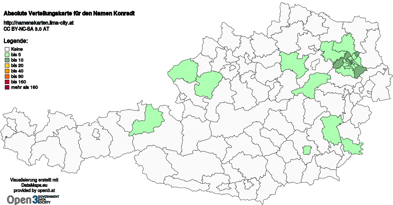 Absolute Verteilungskarten Nachnamen Konradt