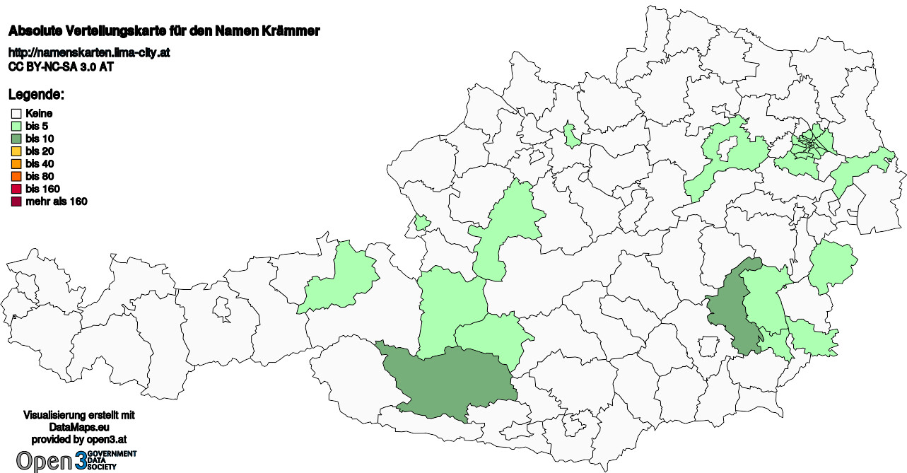 Absolute Verteilungskarten Nachnamen Krämmer