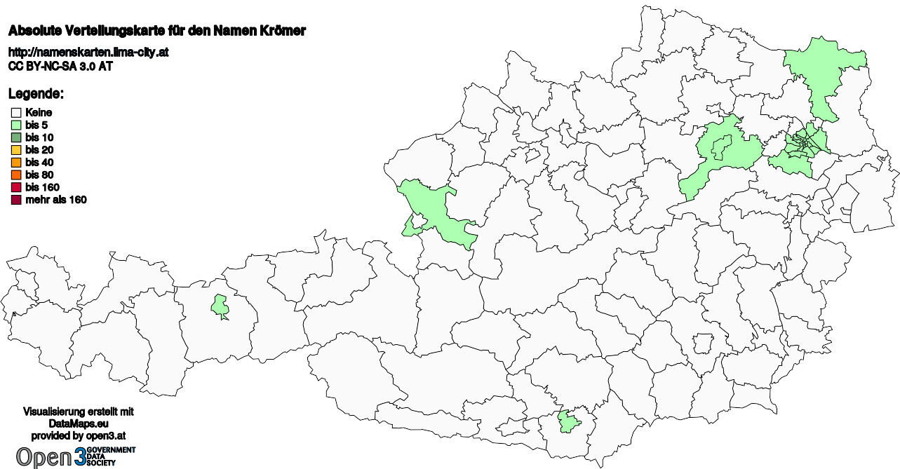 Absolute Verteilungskarten Nachnamen Krömer