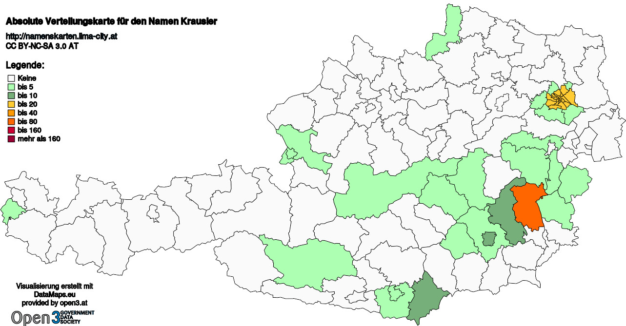 Absolute Verteilungskarten Nachnamen Krausler