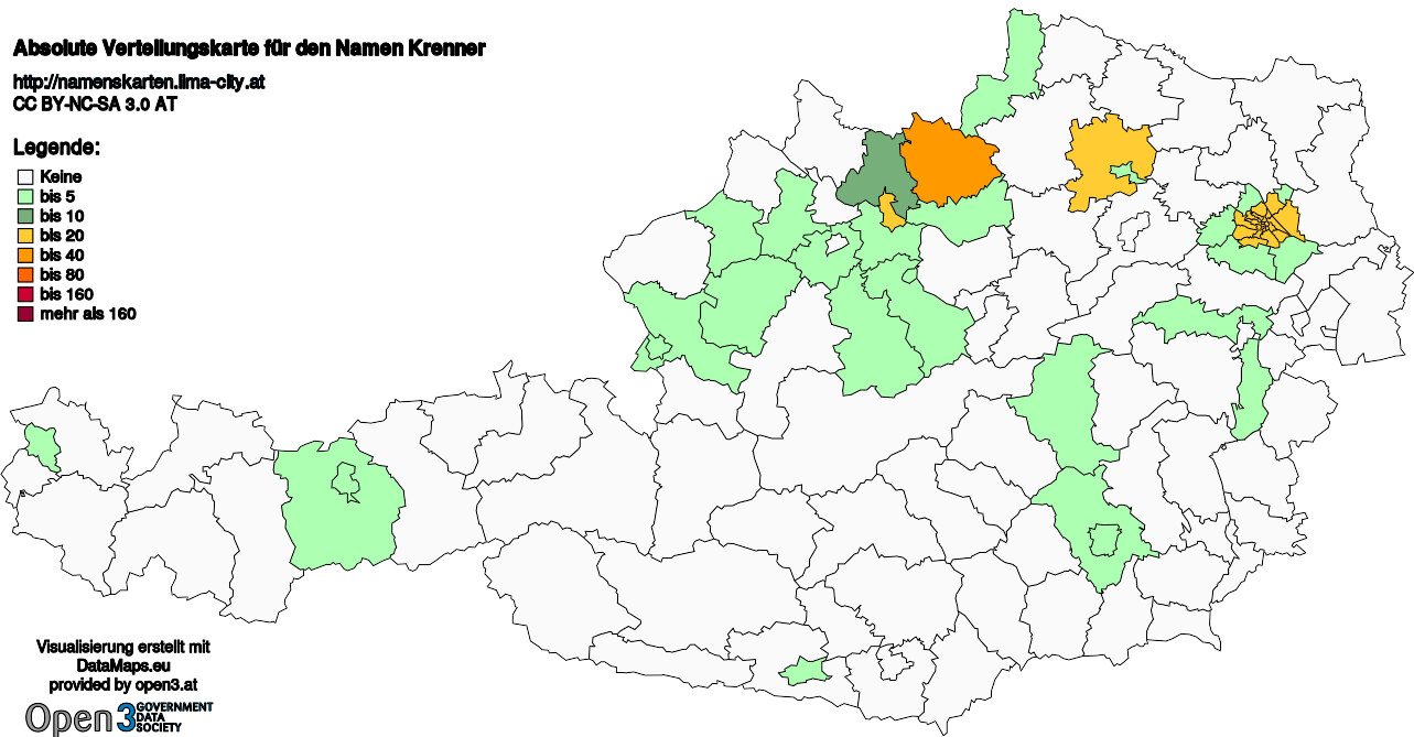 Absolute Verteilungskarten Nachnamen Krenner