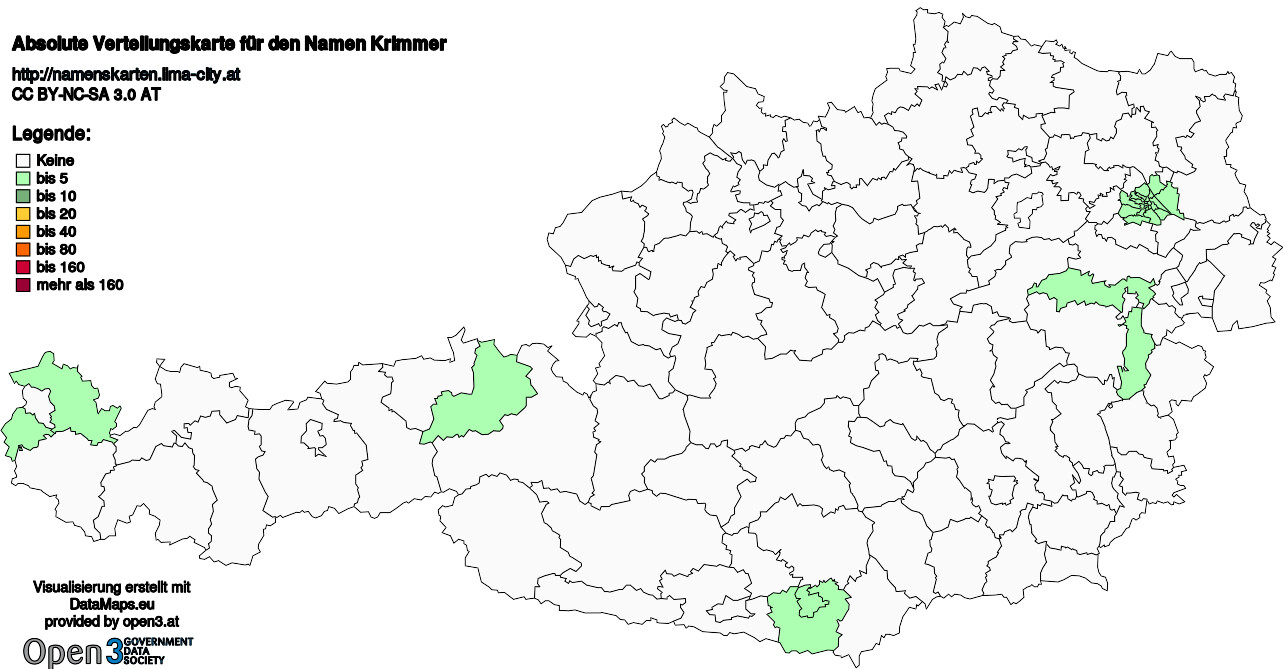 Absolute Verteilungskarten Nachnamen Krimmer