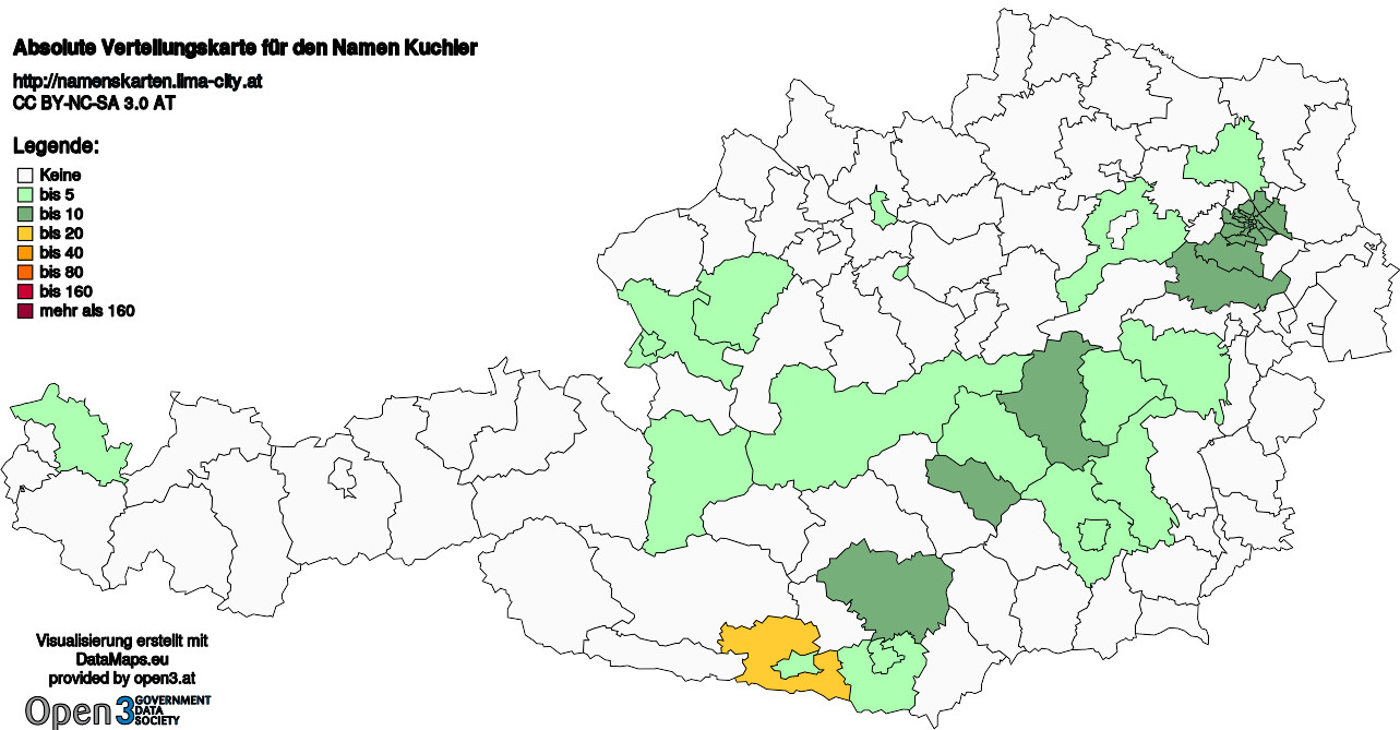 Absolute Verteilungskarten Nachnamen Kuchler