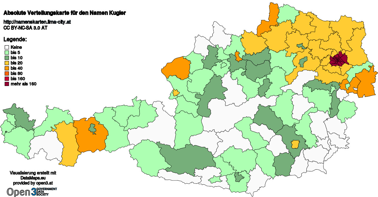 Absolute Verteilungskarten Nachnamen Kugler
