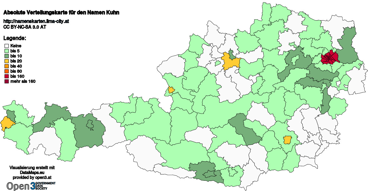 Absolute Verteilungskarten Nachnamen Kuhn