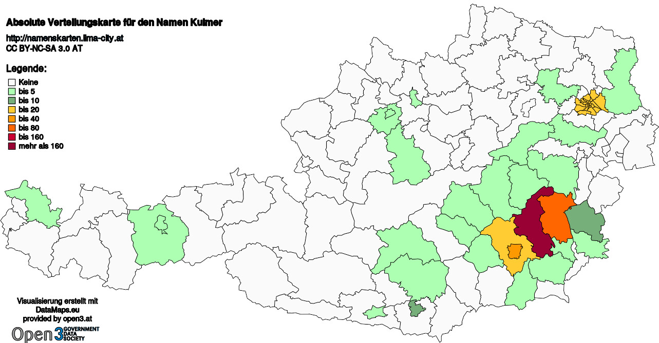 Absolute Verteilungskarten Nachnamen Kulmer