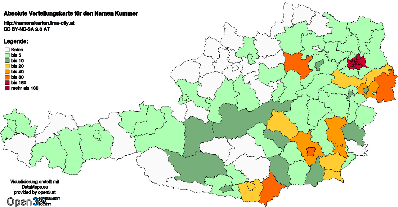 Absolute Verteilungskarten Nachnamen Kummer