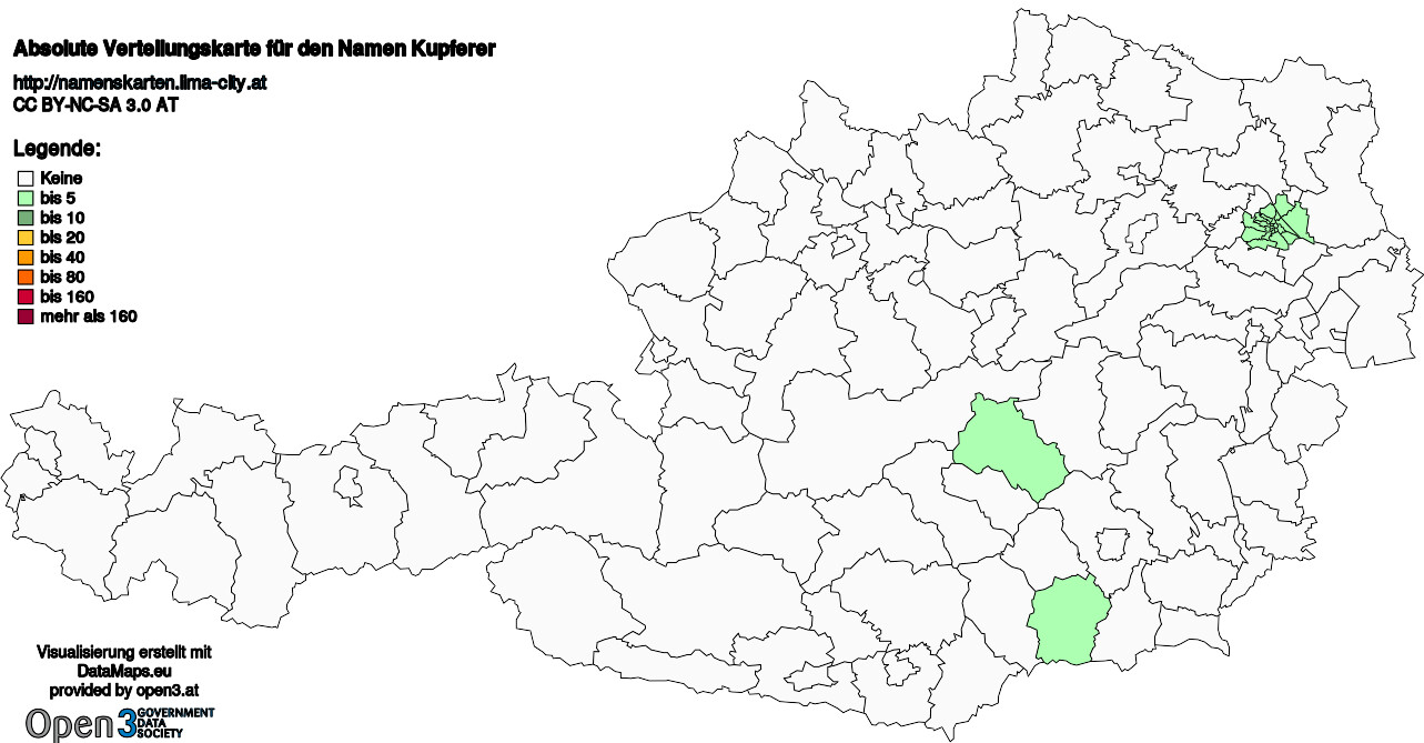 Absolute Verteilungskarten Nachnamen Kupferer