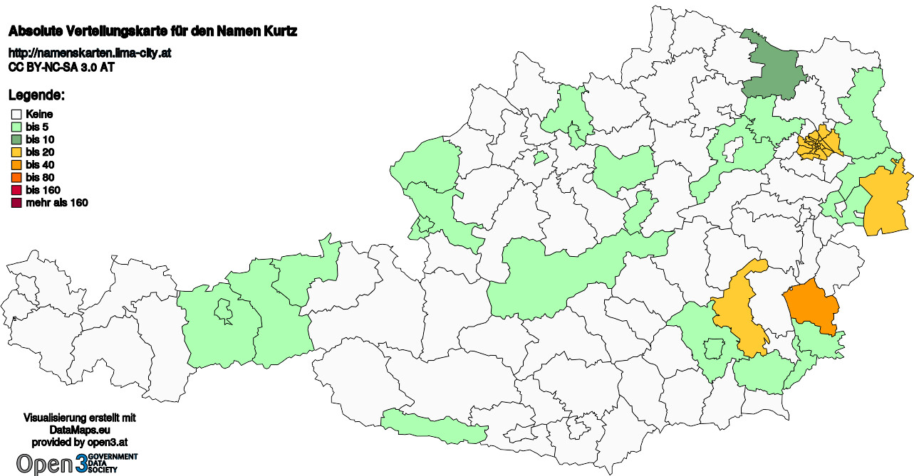 Absolute Verteilungskarten Nachnamen Kurtz