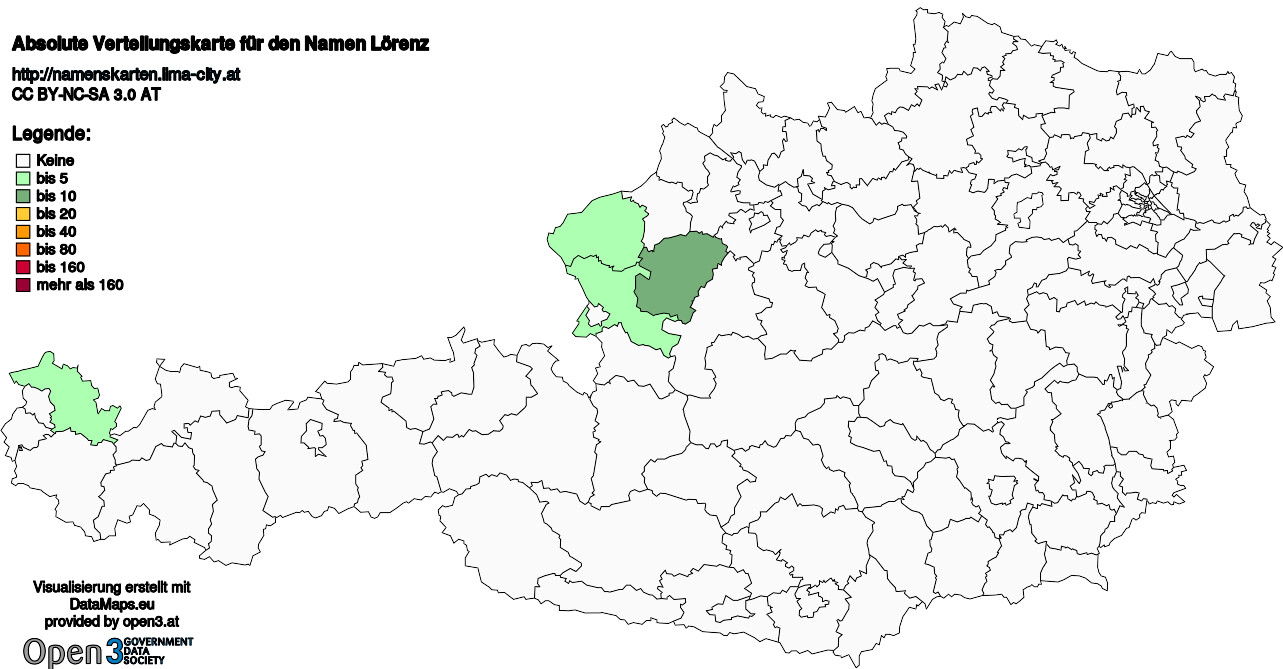 Absolute Verteilungskarten Nachnamen Lörenz
