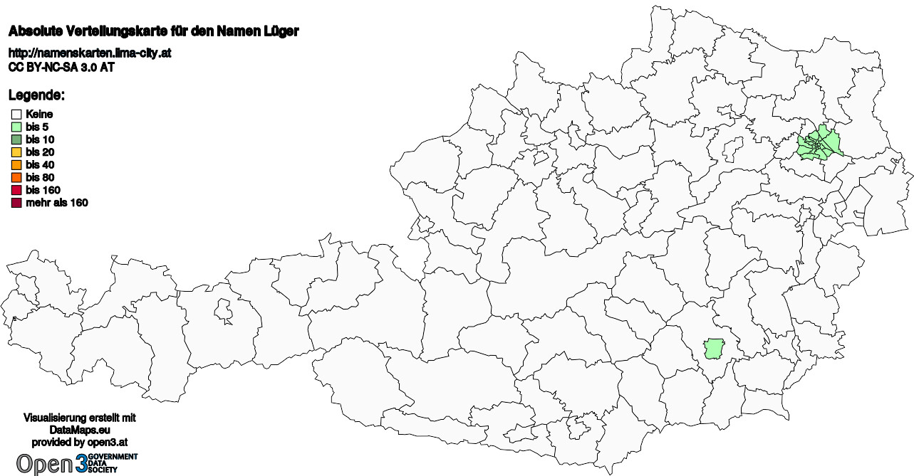 Absolute Verteilungskarten Nachnamen Lüger