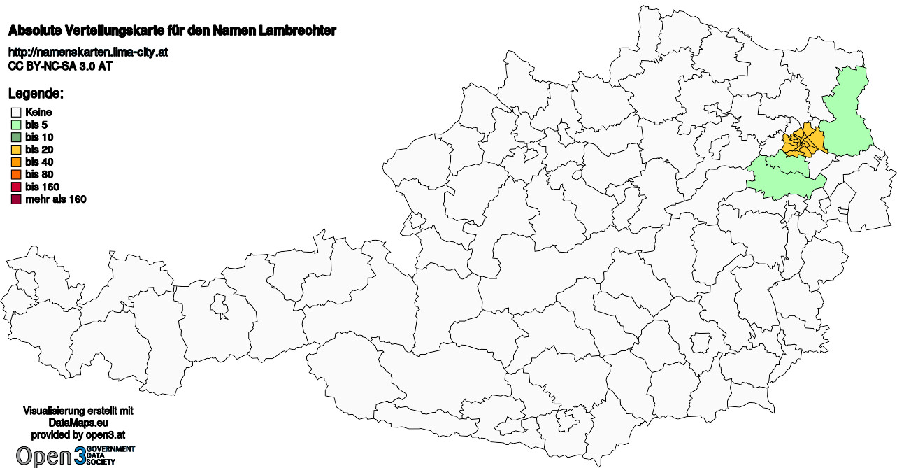 Absolute Verteilungskarten Nachnamen Lambrechter
