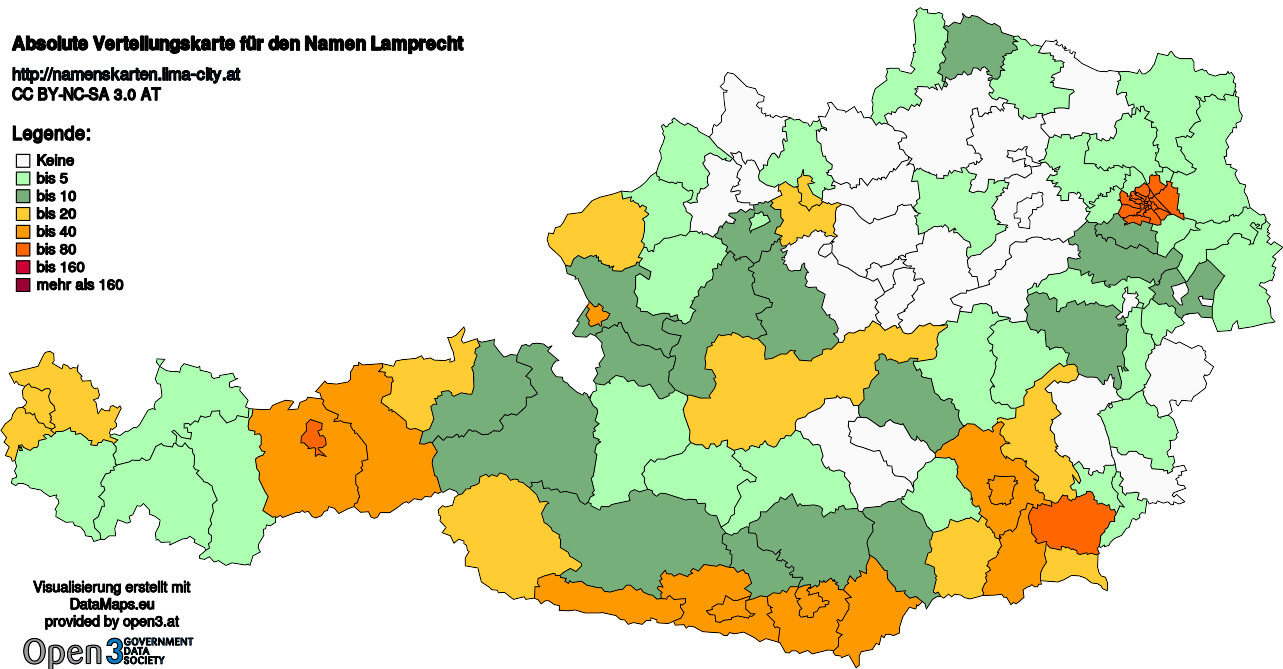 Absolute Verteilungskarten Nachnamen Lamprecht