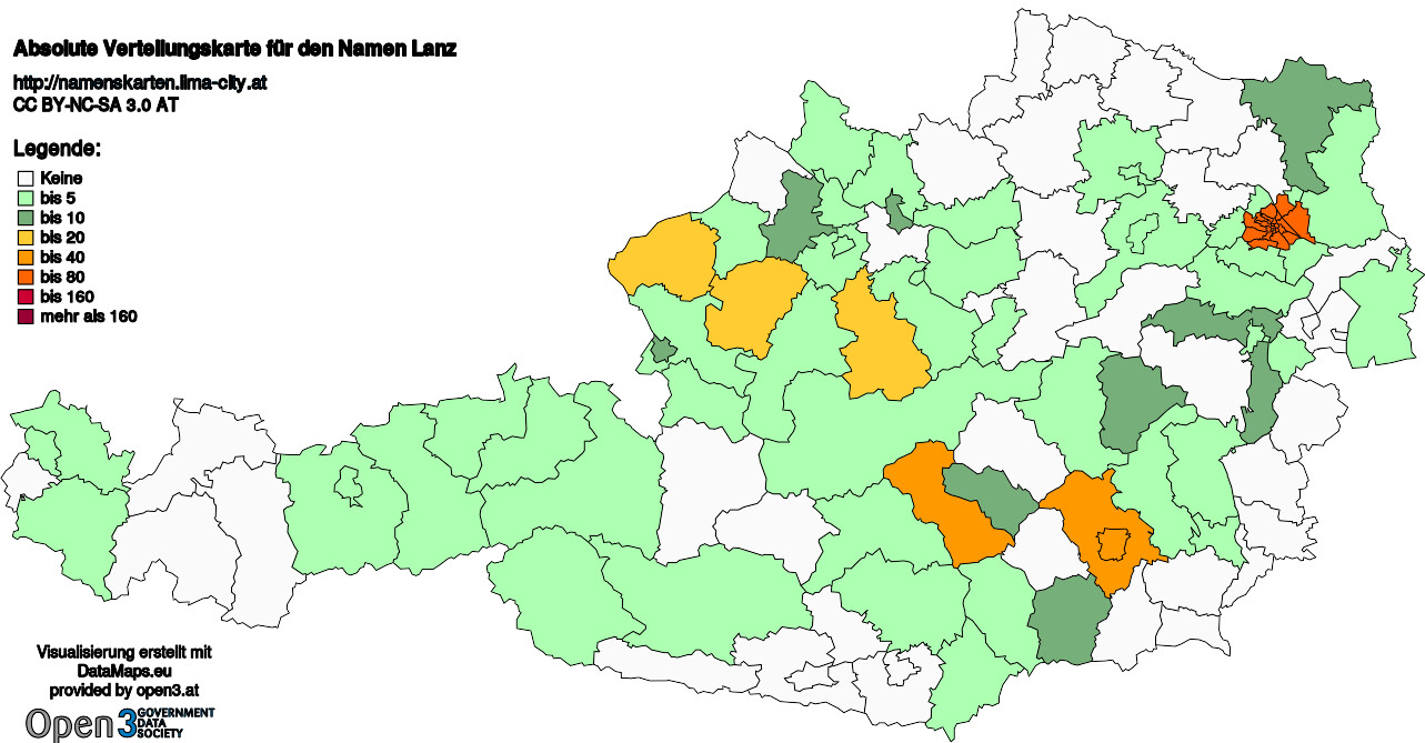 Absolute Verteilungskarten Nachnamen Lanz
