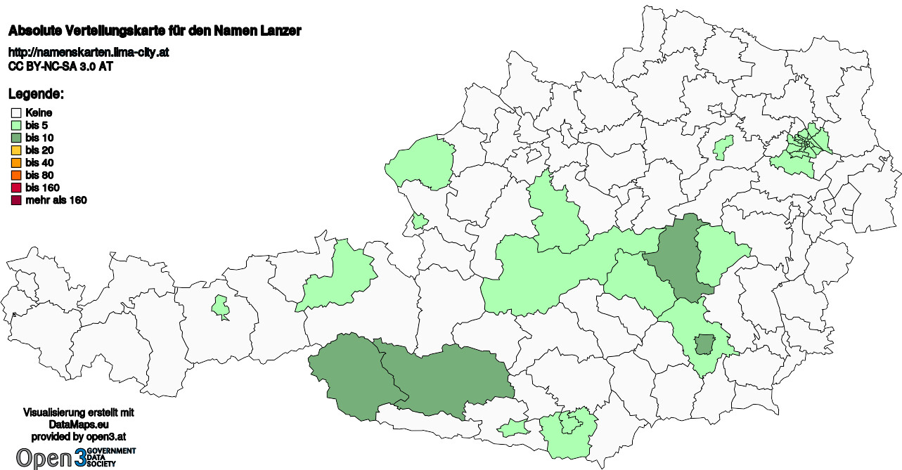 Absolute Verteilungskarten Nachnamen Lanzer