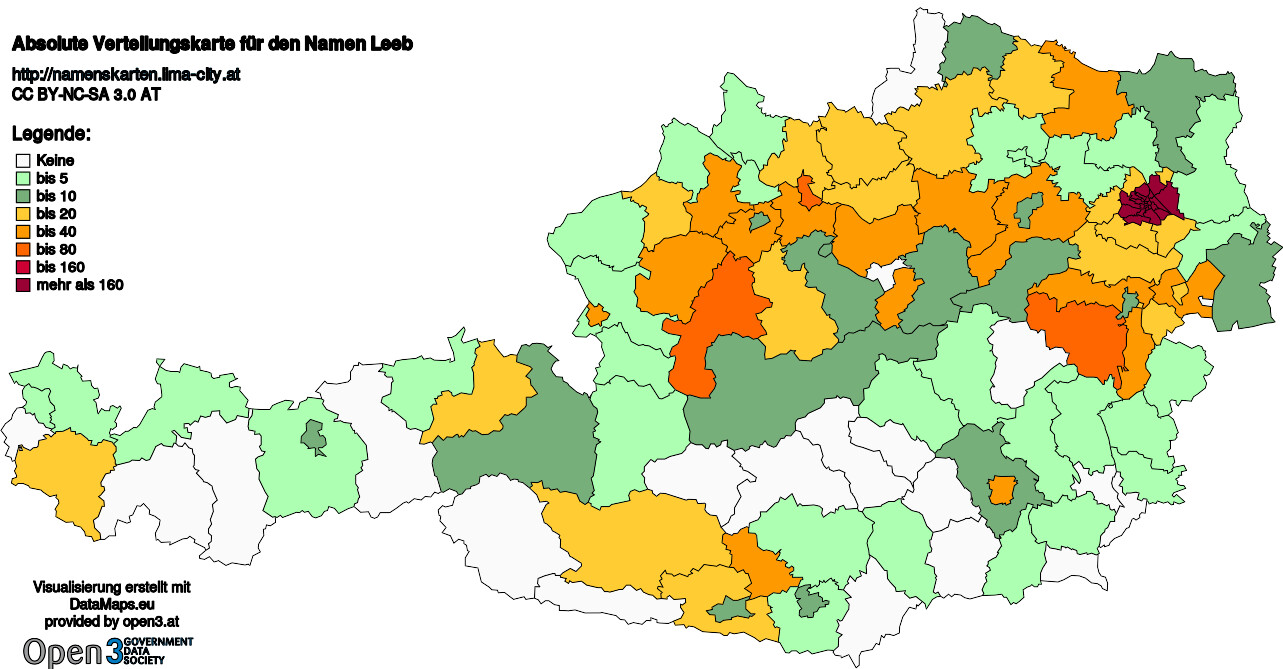 Absolute Verteilungskarten Nachnamen Leeb
