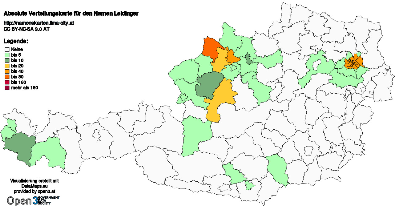 Absolute Verteilungskarten Nachnamen Leidinger