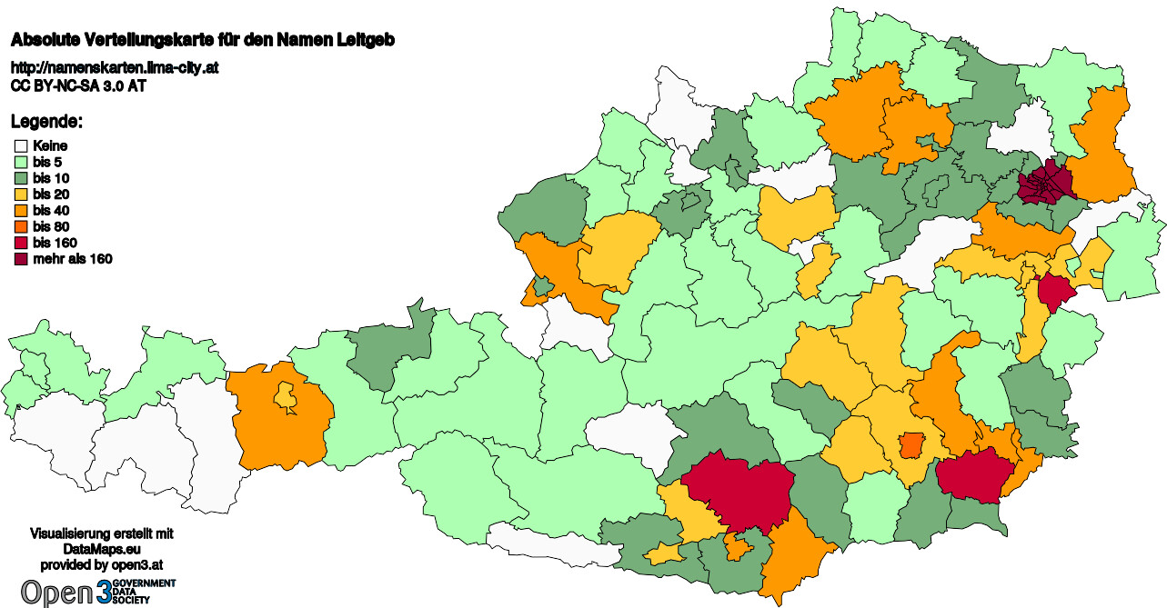 Absolute Verteilungskarten Nachnamen Leitgeb
