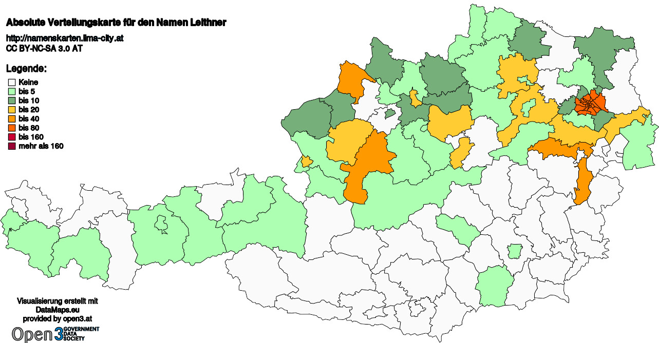 Absolute Verteilungskarten Nachnamen Leithner