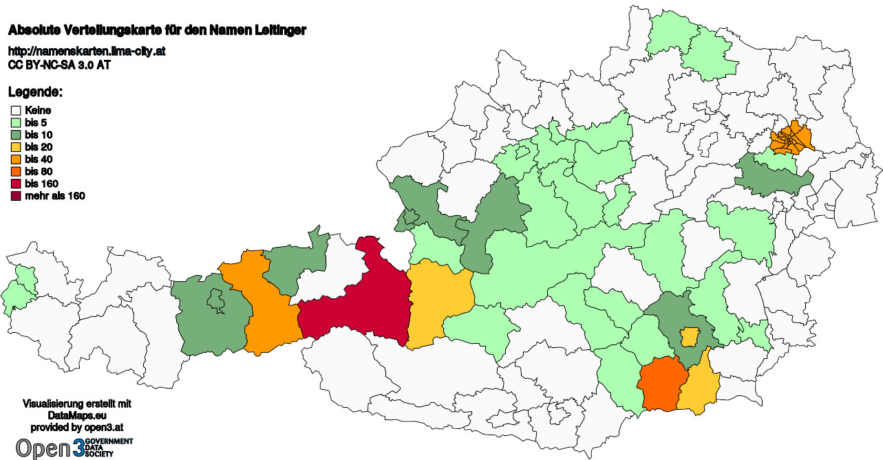 Absolute Verteilungskarten Nachnamen Leitinger