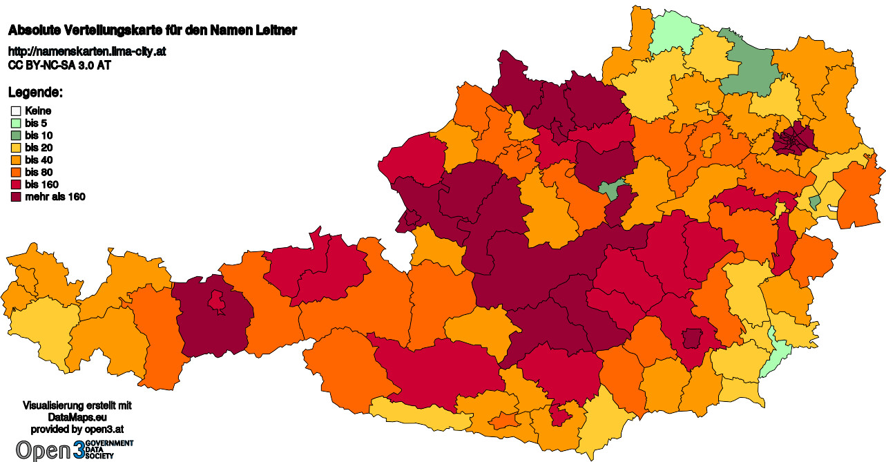 Absolute Verteilungskarten Nachnamen Leitner