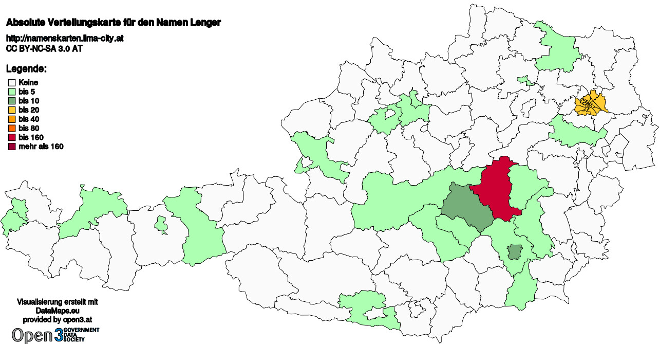 Absolute Verteilungskarten Nachnamen Lenger