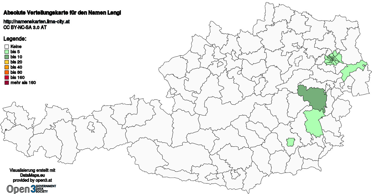 Absolute Verteilungskarten Nachnamen Lengl