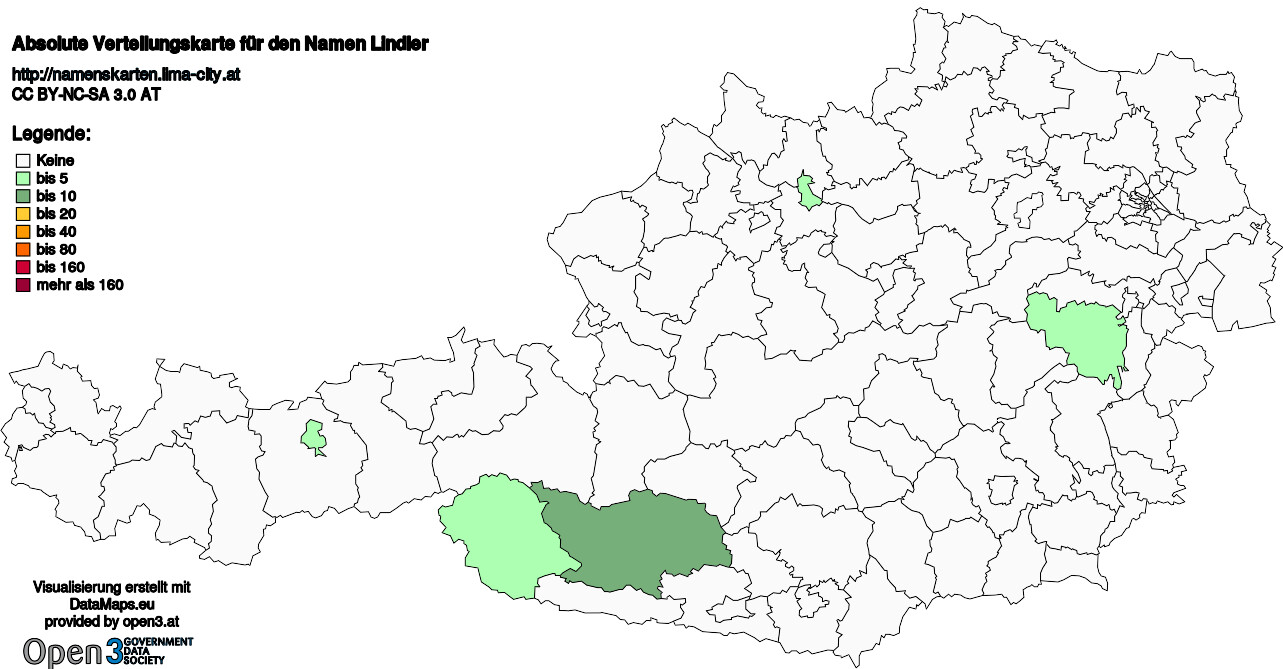 Absolute Verteilungskarten Nachnamen Lindler