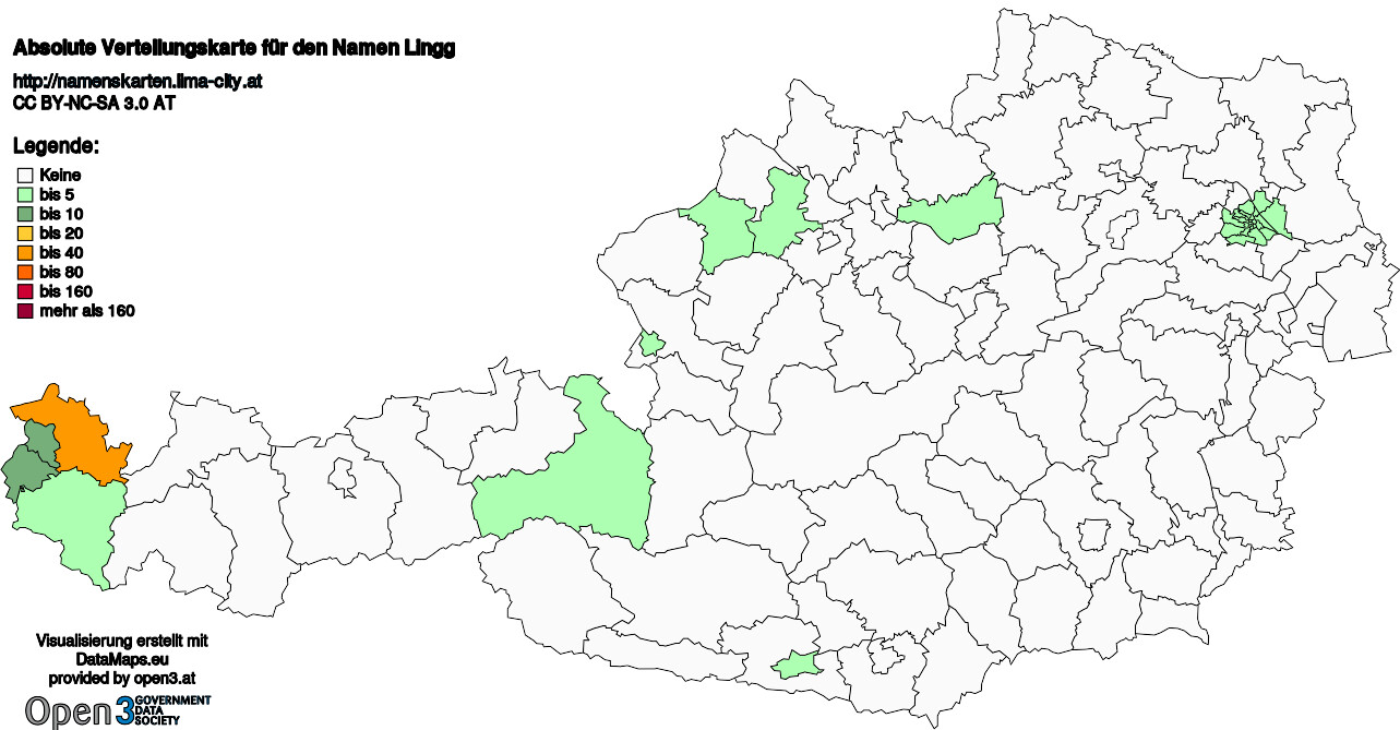 Absolute Verteilungskarten Nachnamen Lingg