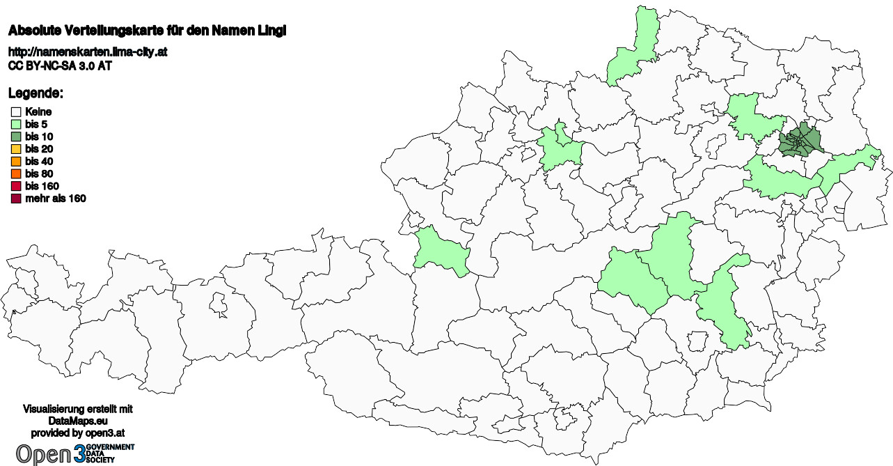 Absolute Verteilungskarten Nachnamen Lingl